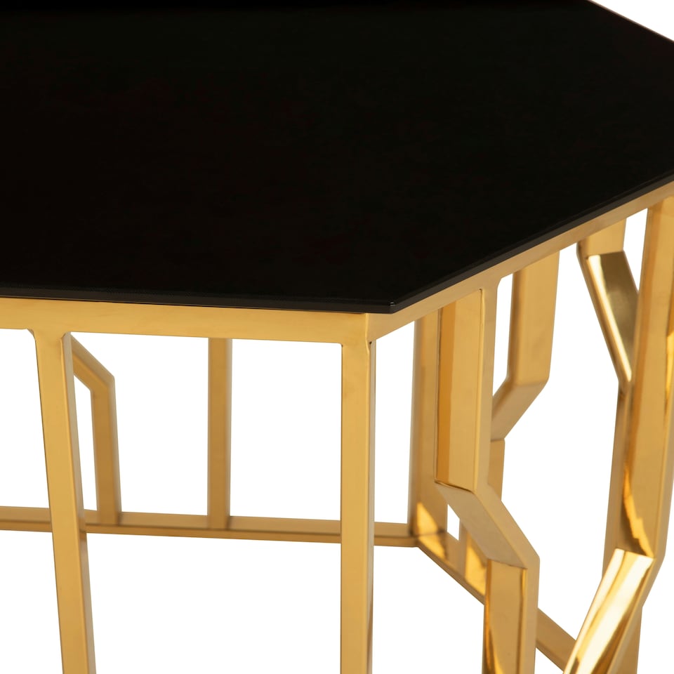 image 1 of Interiors By Premier Contemporary Hexagonal Side Table, Sturdy Metal Side Table For Livingroom, Hexagonal Design Bedside Table Gold