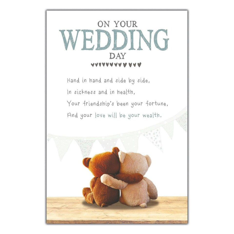 On Your Wedding Day Card, Cute Nice Words On Your Wedding Day Hand in Hand and Side by Side� Greeting Card,
