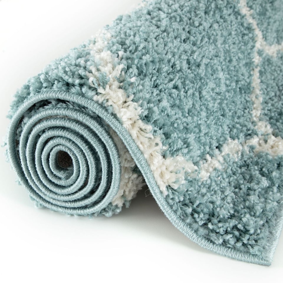 image 1 of The Rugs Moroccan Collection Soft High Pile Shaggy Trellis Floor Rugs and Runners Living Room