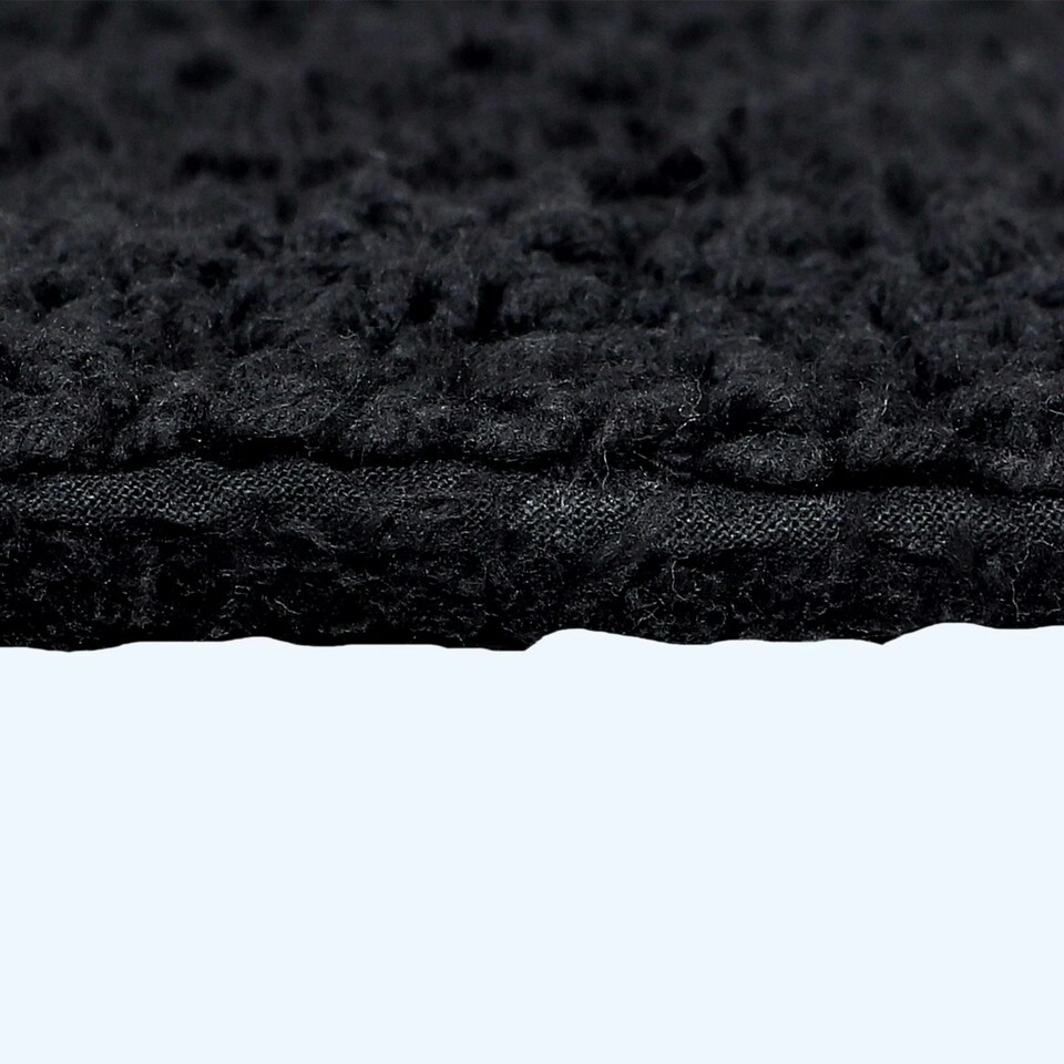 image 1 of Homescapes Luxury Reversible Semi Circle Bath Mat - Black Black
