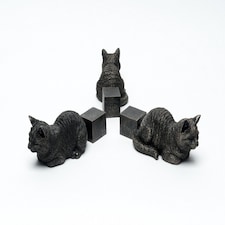 Sleeping Cat Stretching Out Plant Pot Feet - Set of 3 - L12.5 x W5.5 x H4.5 cm Grey