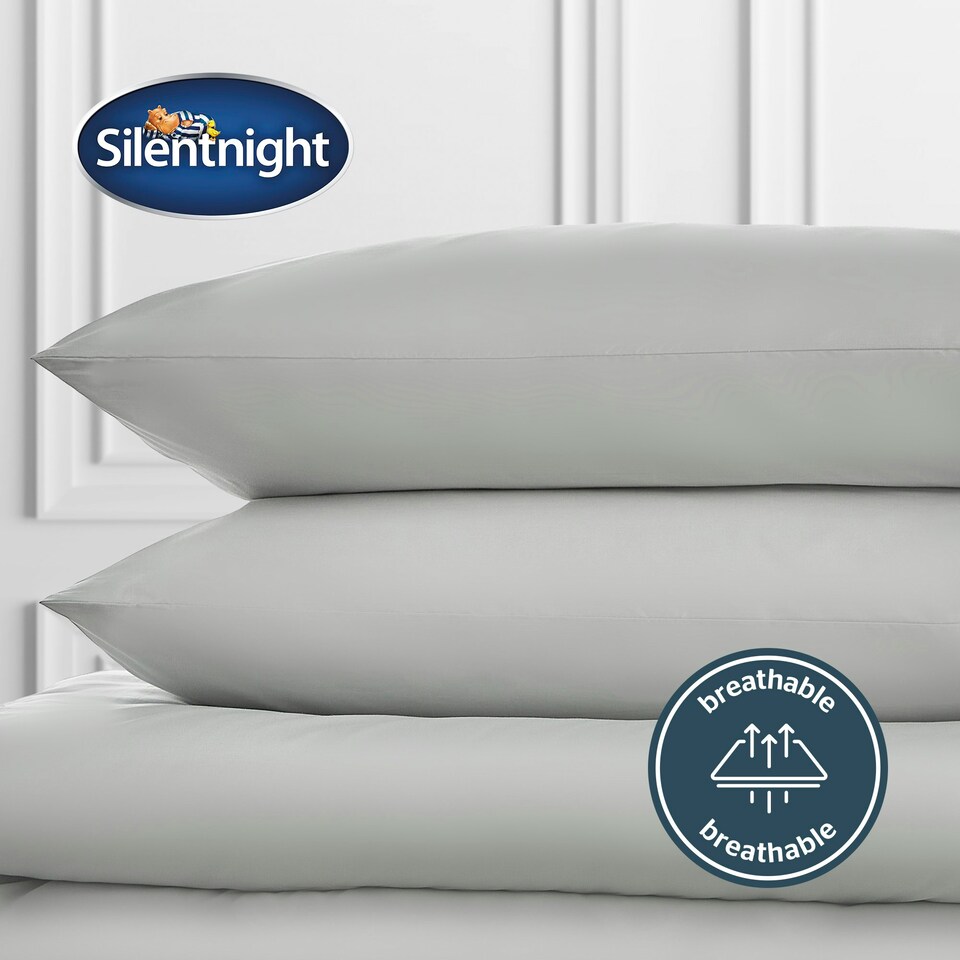 image 1 of Silentnight Pure Cotton Housewife Pillowcase Pair, Silver Grey