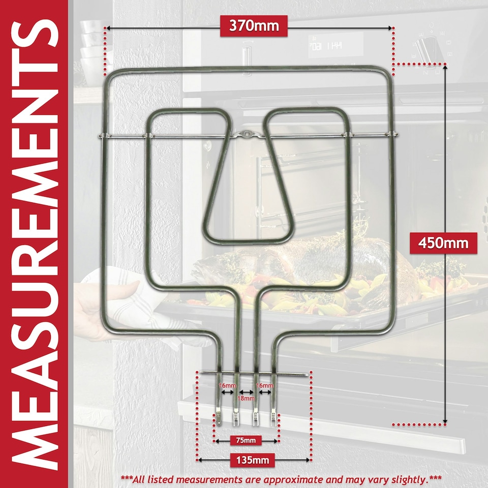 image 1 of SPARES2GO Dual Heating Element for Bosch for Neff for Siemens Top Grill Oven Cooker (2700W, 220V / 240V)