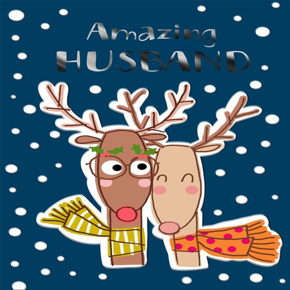 image 1 of Blue and Dot Design Husband Christmas Card