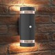 image 2 of Auraglow PIR Motion Sensor Double Up & Down Wall Light - FLORENCE | Grey | Anthracite/Warm White