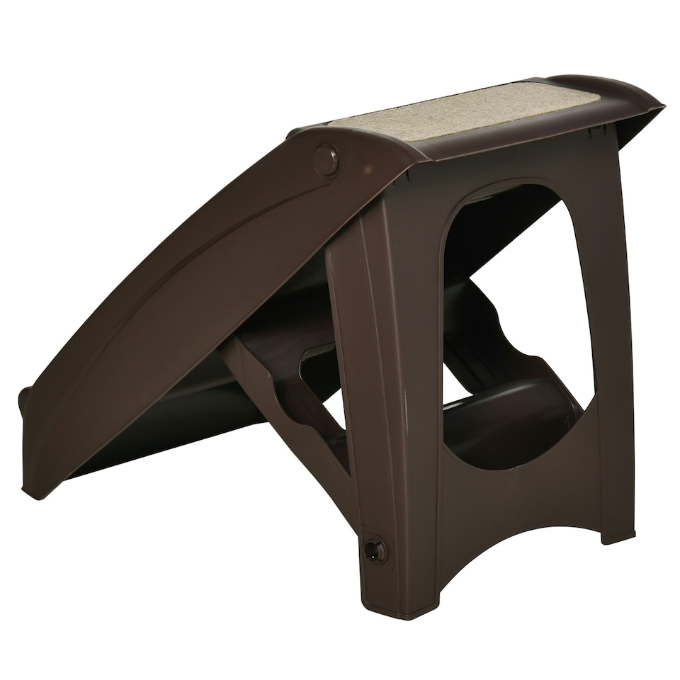 image 1 of PawHut Four-Step Foldable Pet Stairs w/ Non-Slip Mats, for S, XS Dogs - Brown