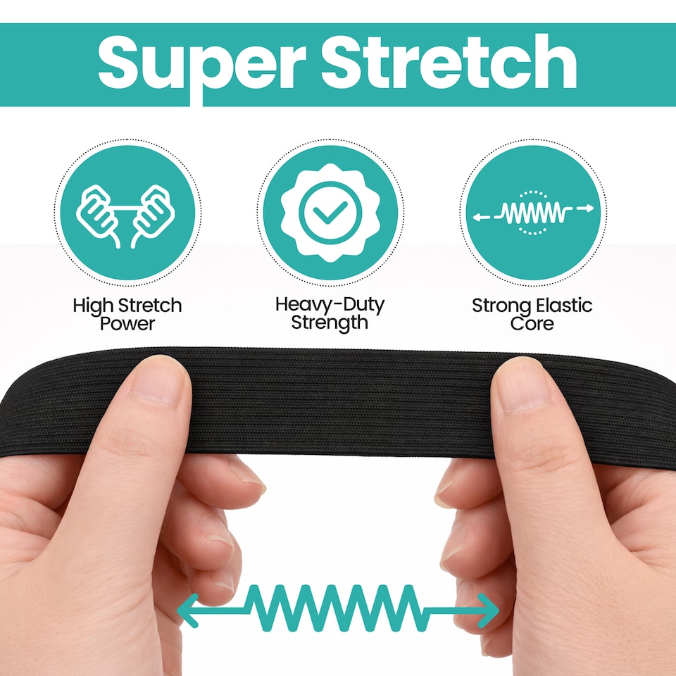 image 1 of 25mm Black Elastic Thread Bead Stringing DIY Crafts - 1 Metres