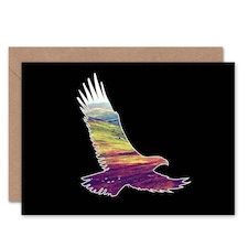 Scenic Inset Scotland Heather Scottish Glen Eagle Art Card
