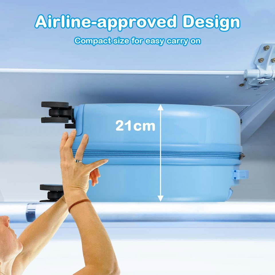 image 1 of COSTWAY 4-Piece Luggage Set Kids Journey Suitcase Set Blue | Blue | Cabin Bag