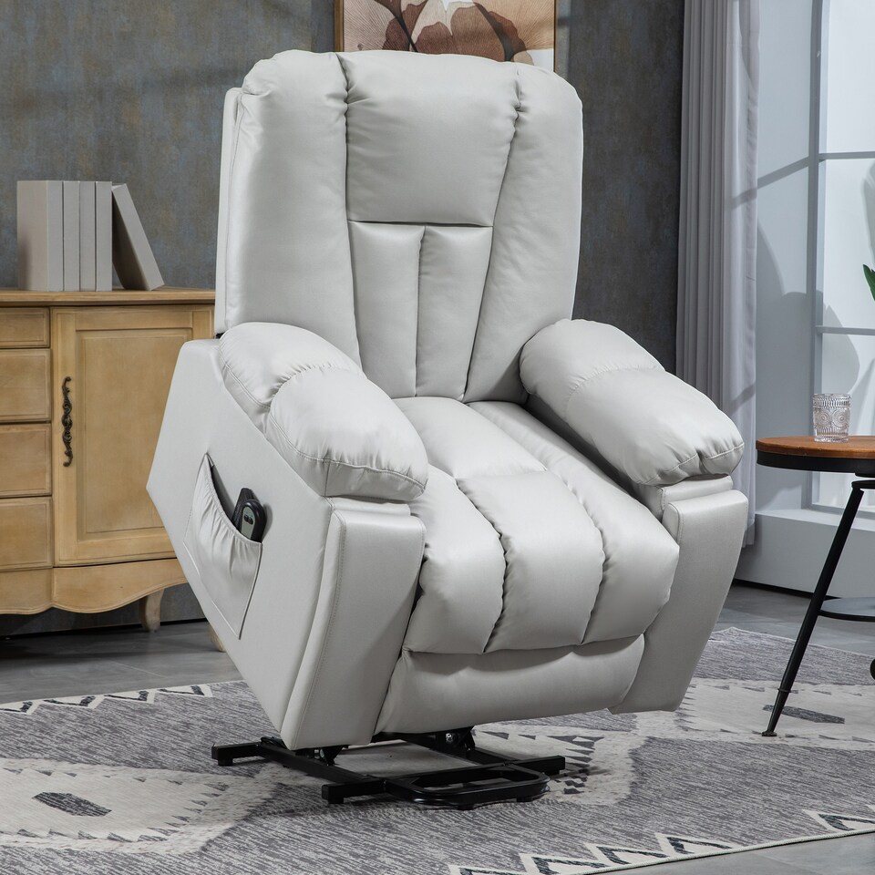 image 1 of HOMCOM Riser and Recliner Chair for Elderly, Quick Assembly, Light Grey