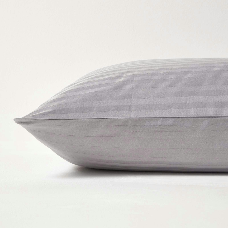 image 1 of Homescapes Grey Egyptian Cotton Satin Stripe Housewife Pillowcase - King Size Grey