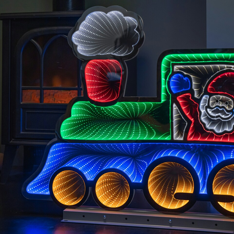 image 1 of 63cm Light up Christmas Train Infinity Decoration with Santa & LEDs