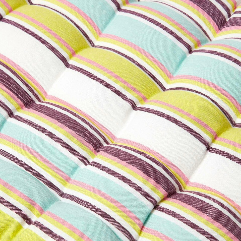 image 1 of Homescapes Garden Bench Cushion Luxury 3 Seater Cotton Stripe Indoor Outdoor Seat Pad | Green | 143 x 48 cm | 1