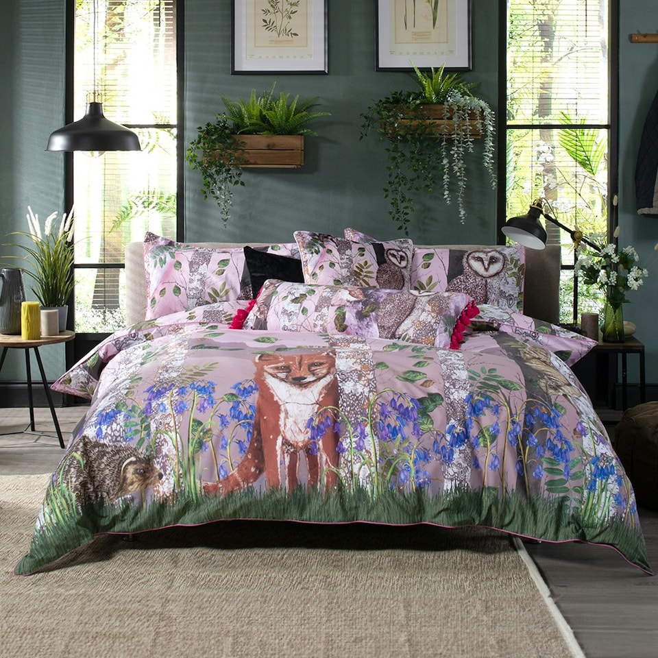 image 1 of The Forest at Twilight Duvet Cover Set – 100% Cotton, 200 Thread Count, Digital Print & Piped Edge Multi | Multicoloured | Double