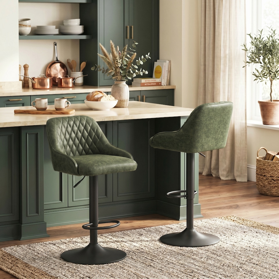 image 1 of HOMCOM Bar Stools Set of 2 Adjustable Swivel Counter Height