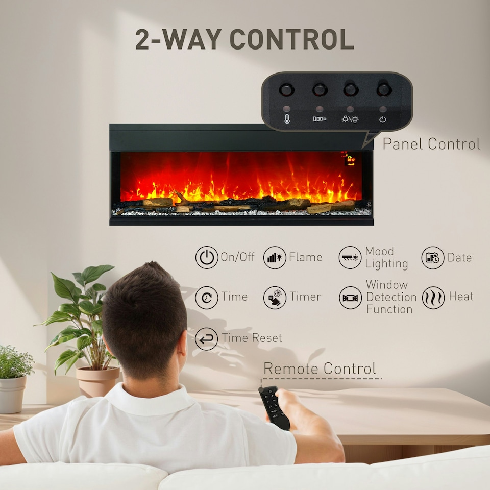 image 1 of HOMCOM 127cm Electric Fireplace Recessed, Insert, Wall Mount, Freestanding