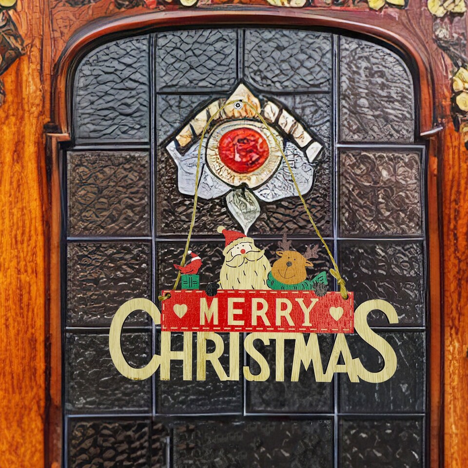 image 1 of Rustic Wooden Christmas Table Sign, Tabletop Merry Xmas Table Ornament