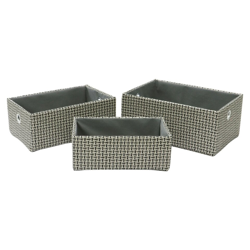 image 1 of JVL Silva Rectangular Fabric Storage Baskets, Set of 3, Grey Grey