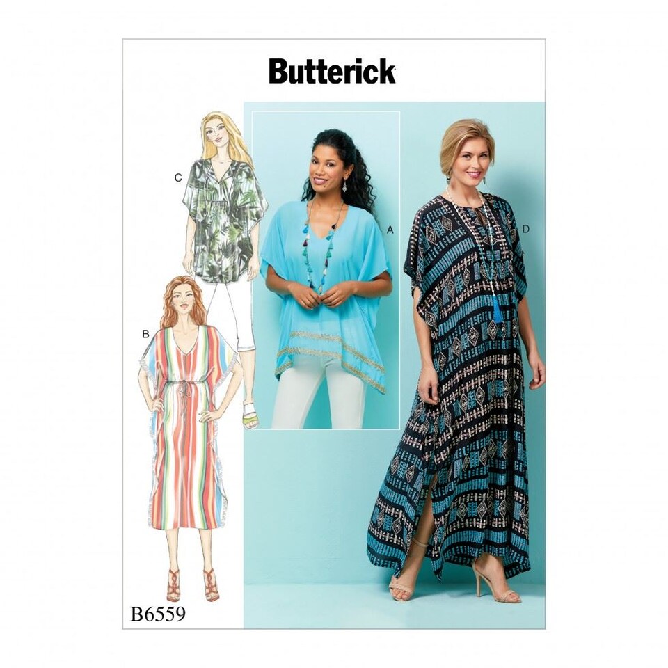 image 1 of Butterick 6559 Paper Sewing Pattern – Women’s Tops, Tunics & Caftans, Sizes Zz (L–XL–XXL), Easy