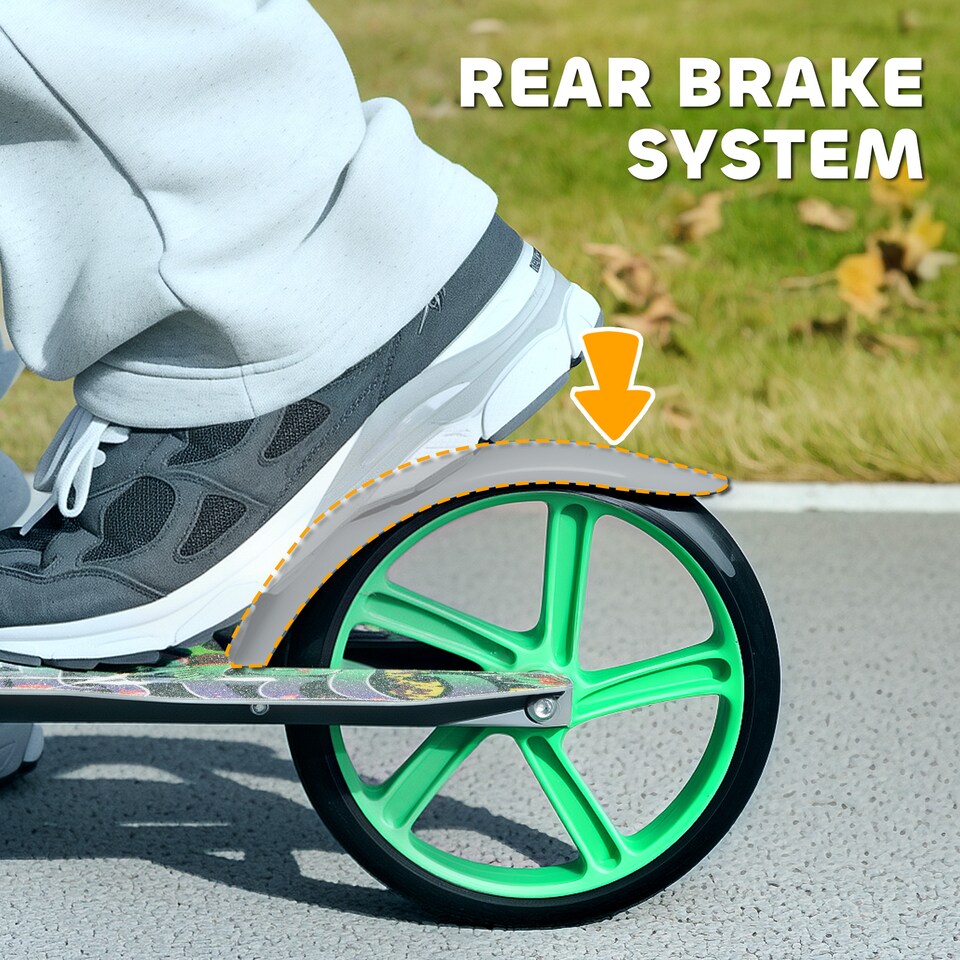 image 1 of AIYAPLAY Kids Scooter, Foldable Kick Scooter with Adjustable Handlebar, 200mm Big Wheel, Rear Fender Brake, Gift for Ages 6-12 Years, Boys and Girls | Green