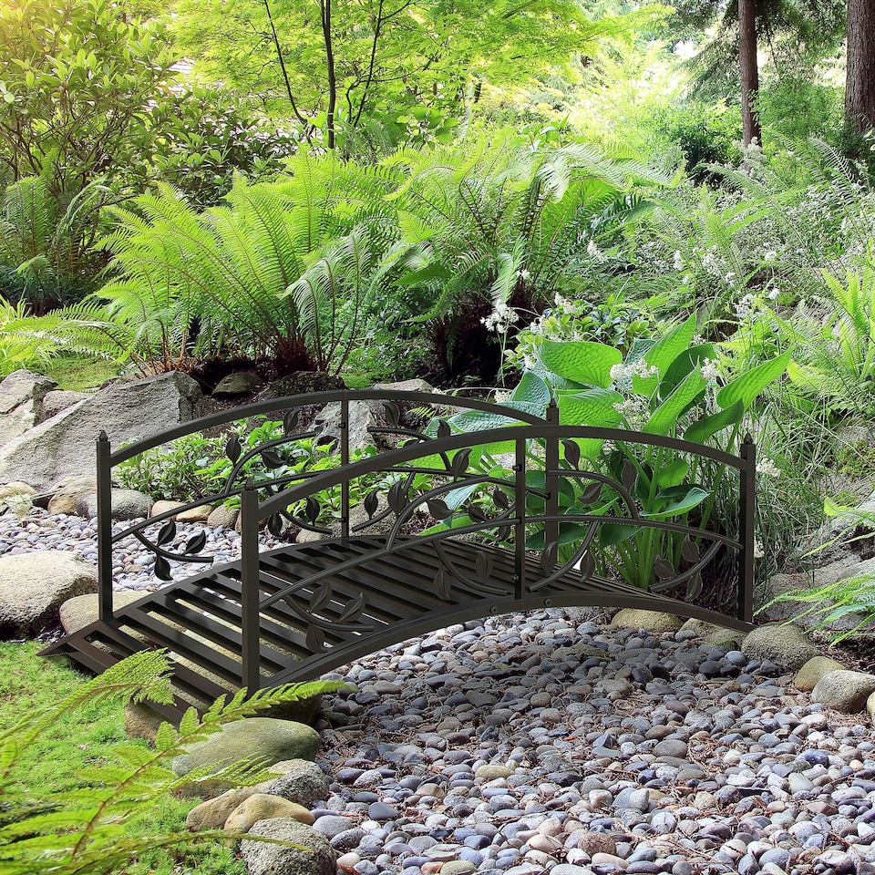 image 1 of Outsunny 1.2M Classic Arch Bridge for Ponds Creeks Streams Borders, Black