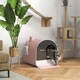 image 6 of PawHut Cat Litter Box Kitten Litter Tray w/ Lid, Scoop, Filter, Flap Door, Pink
