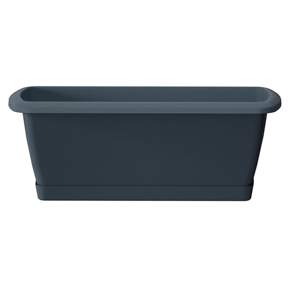 image 1 of Set of 2 Respana Balcony Plant Box with a Saucer Medium | Black | 1