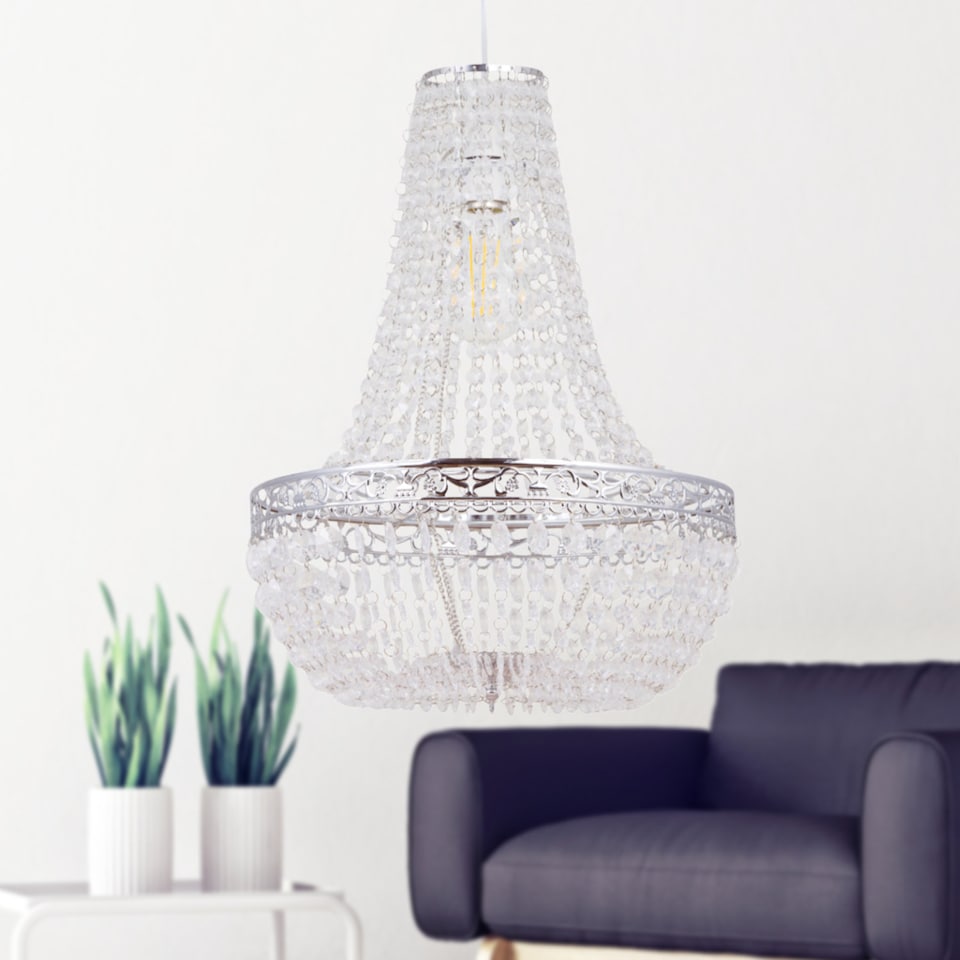 image 1 of Marino - Chandelier Style Pendant Lightshade | Clear | Chrome | Large | 1