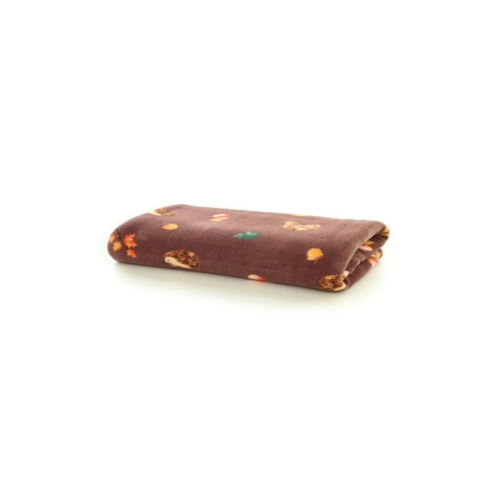 image 1 of Hogging It Throw – Wine Coloured Blanket Featuring Hedgehogs, Squirrels & Woodland Charm 140x180cm Multi | Wine