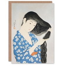 Goyo Hashiguchi Japanese Art Card Woman Combing Her Hair