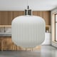 image 4 of First Choice Lighting Set of 2 Bento White Ribbed Glass Easy Fit Pendant Shades White