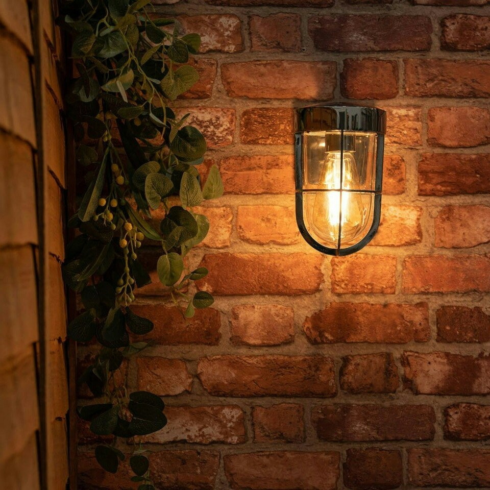 image 1 of ValueLights Fanar Polished Chrome Industrial Chrome Bathroom Wall Light