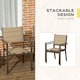 image 7 of Outsunny 2 Pieces Garden Dining Chairs, Aluminium Outdoor Armchair for 2 with Breathable Mesh Fabric, Stackable Design, Khaki
