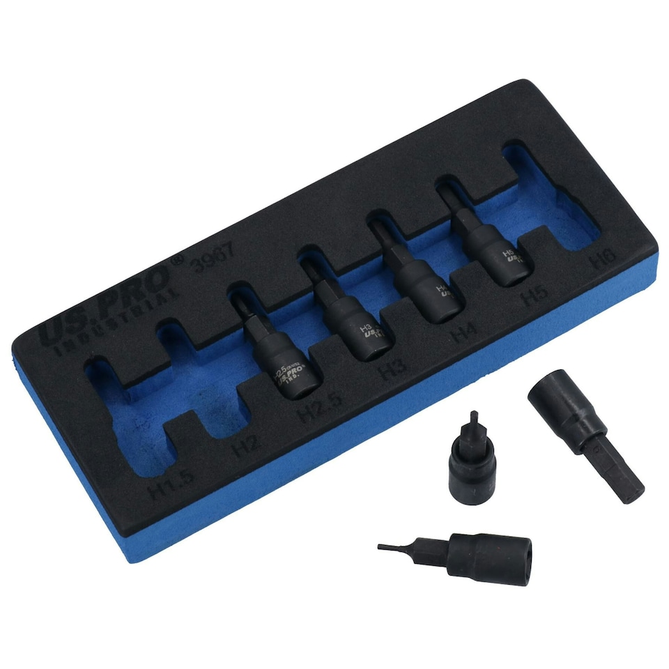 image 1 of 1/4in Drive Allen Hex Torx Star Impact Shallow Sockets T6 - T30 1.5 - 6mm 15pc