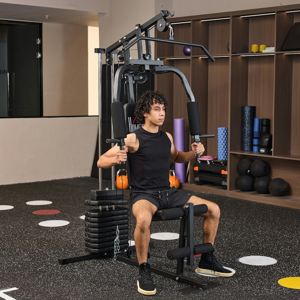 image 1 of HOMCOM Multifunction Home Gym Machine with 45kg Weights for Full Body Workout