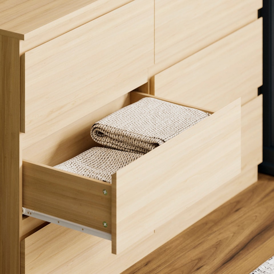image 1 of Vida Designs Denver 6 Drawer Chest of Drawers Bedroom Storage, Pine