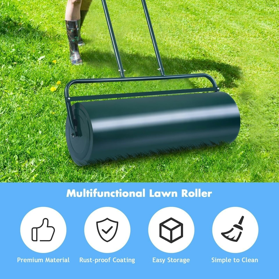 image 1 of COSTWAY 48L Steel Garden Lawn Roller Water Sand Filled