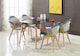 image 2 of Patchwork Halo Dining Set Includes a Black Dining Table & Set of 4 Fabric Chairs | Multi | Multicolor