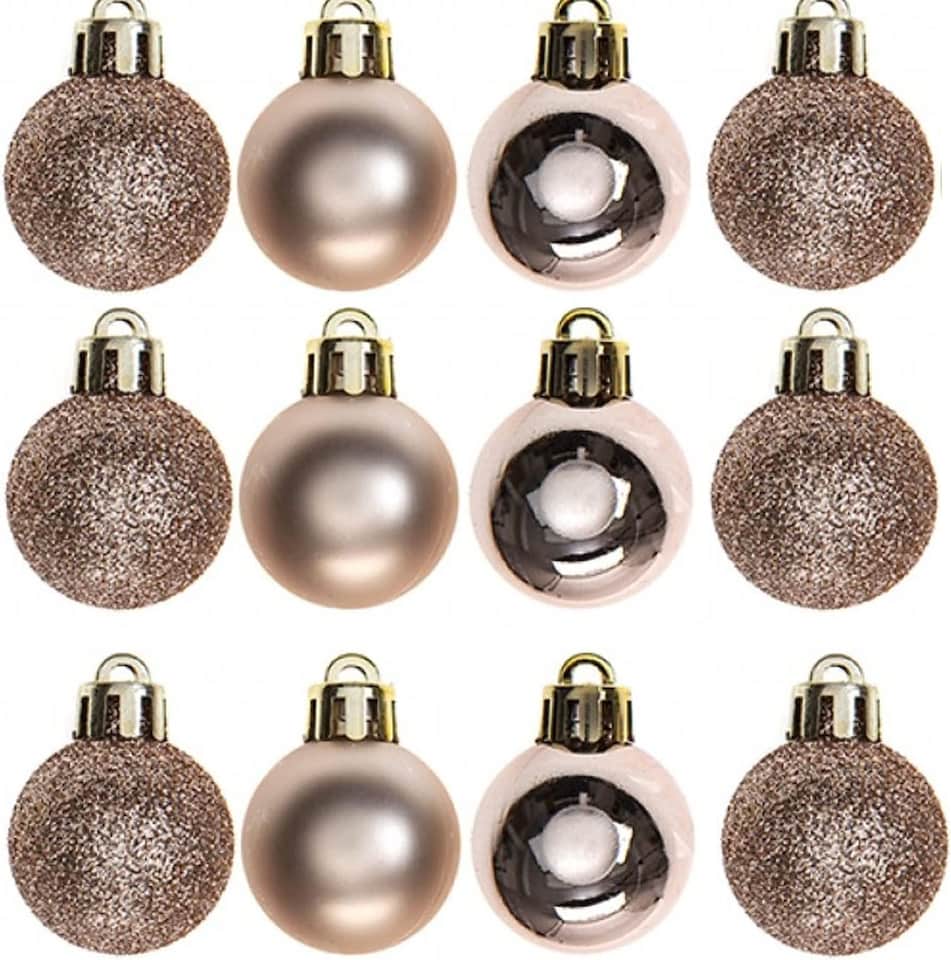 image 1 of 30mm/24Pcs Christmas Baubles Shatterproof Rose Gold,Tree Decorations