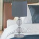 image 5 of Chrome Two Ball Table Lamp with Grey Cotton Shade Chrome | Grey