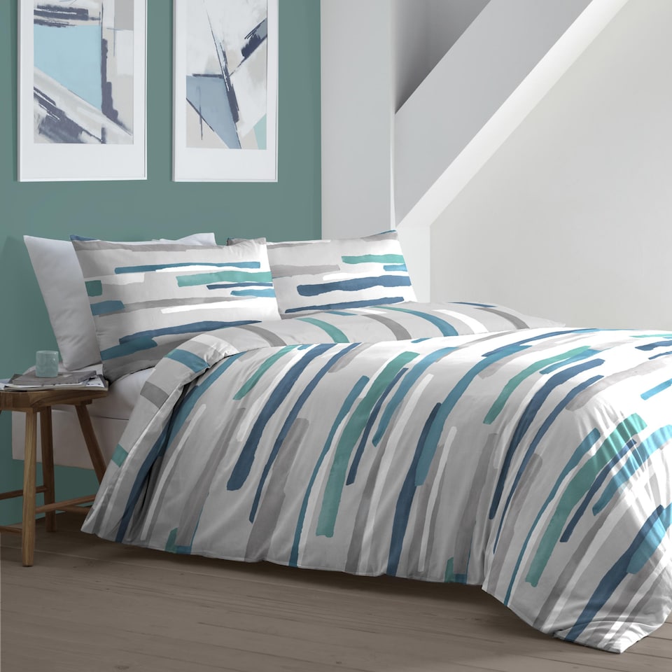 image 1 of Fusion Clifton Duvet Cover Set Teal