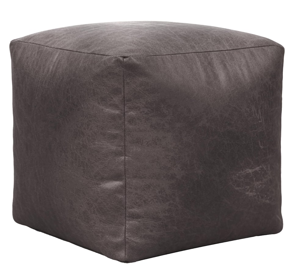 image 1 of Cube Shape PU Leather Footstool Bean Bag (Charcoal,40x40x40cm)