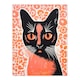 image 3 of Siamese Cat Flowers Risograph Style Coral Pink Black Framed Wall Art Print A4