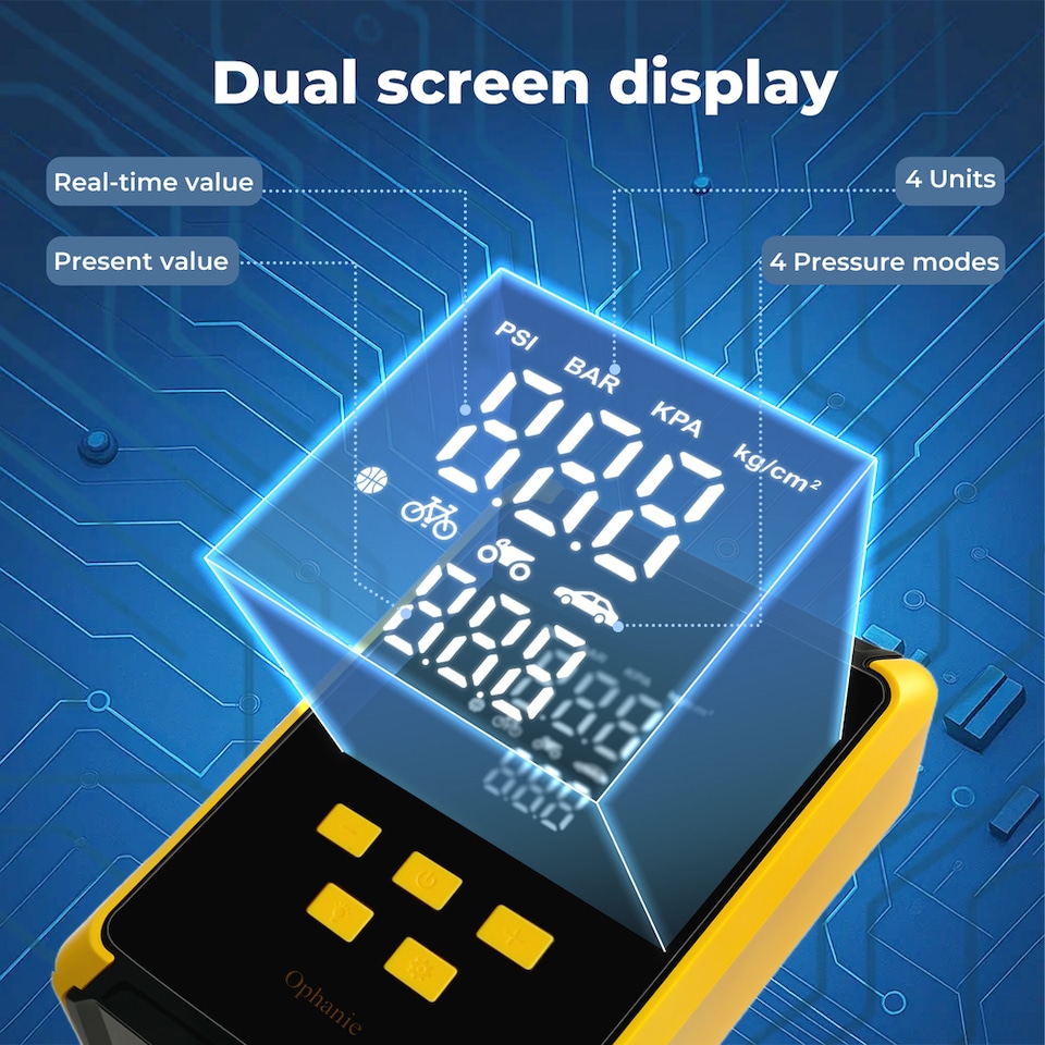 image 1 of 12V 150PSI Portable Air Compressor Dual Display LED Tire Inflator