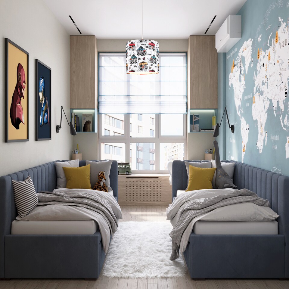 image 1 of Modern and Colourful Monster Trucks Kids Cotton Fabric Drum Lamp Shade - 25cm | Multi | 10"