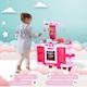 image 6 of HOMCOM 38 Pcs Kids Children Kitchen Play Set with Realistic Sounds Lights Food Utensils Pots Pans Appliances Toy Game Pink