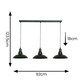 image 3 of ValueLights Civic Matte Black 3 Drop Diner Bar Matte Black Ceiling Pendant Light with Bulbs Black