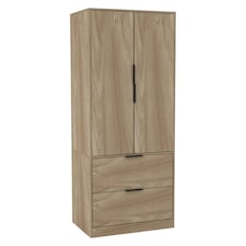 FUJI 2 Door 2 Drawer Minimalist Bedroom Wardrobe Storage & Hanging Rail 180cm | Multi | Oak | 1