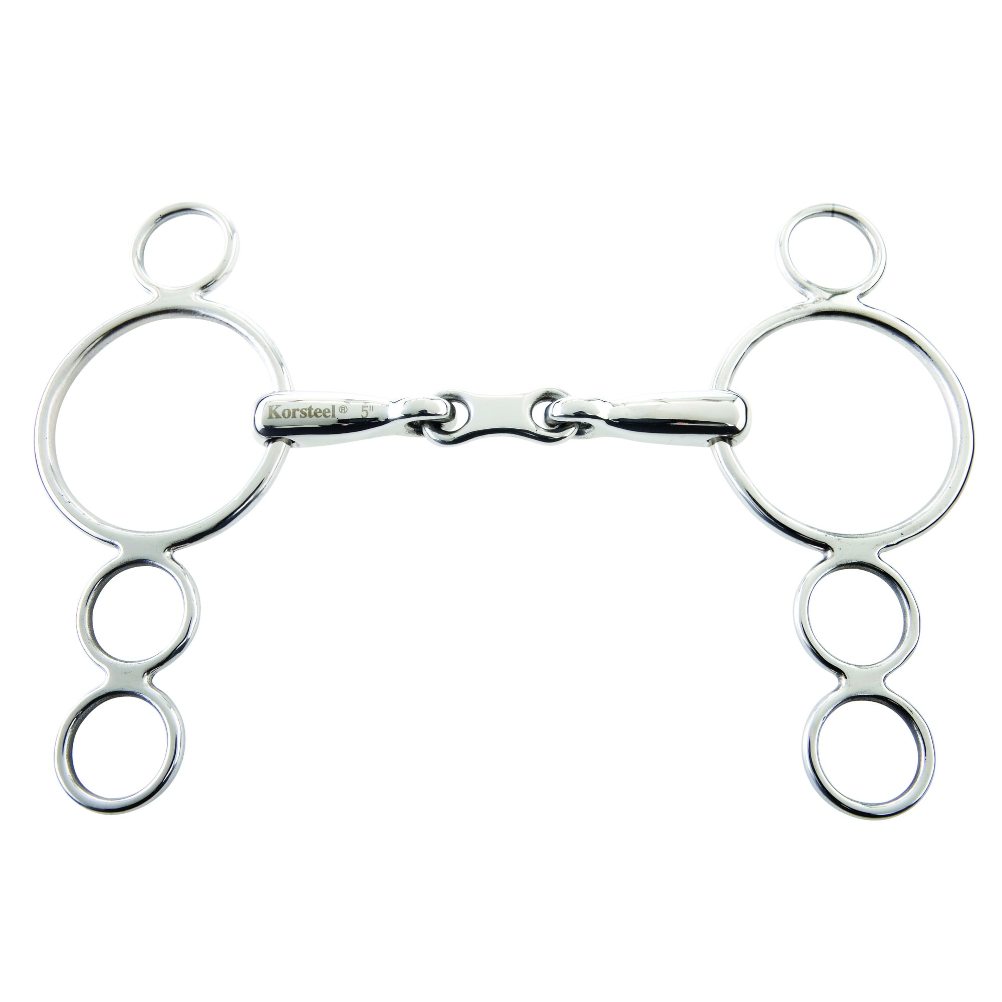 Korsteel Stainless Steel French Link 3 Ring Dutch Gag Horse Bit Silver Silver 6in 1