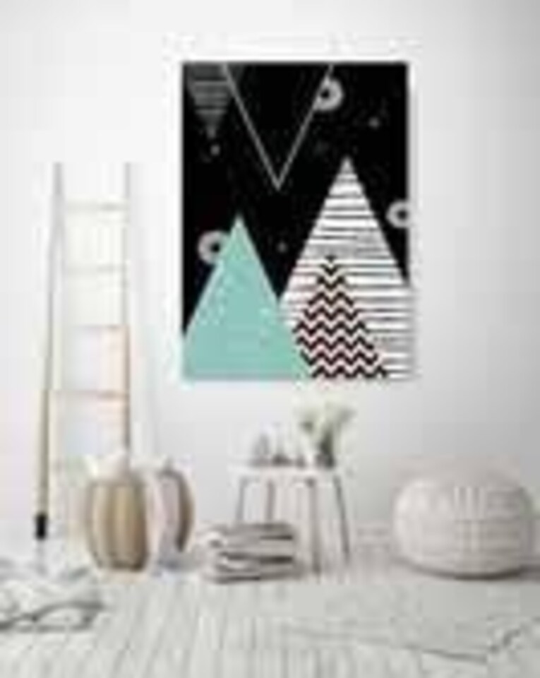 image 1 of Abstract geometric Scandinavian (Canvas print) | Cream